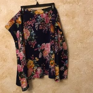 Cute plus size retro blue floral skirt